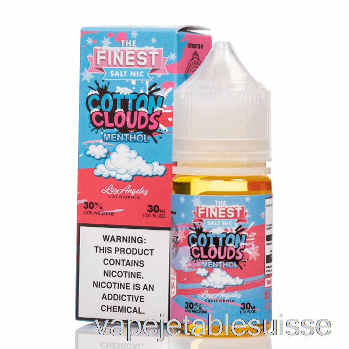 Vape Suisse Nuages ​​de Coton Menthol - La Meilleure édition De Bonbons Sel Nic - 30 Ml 30 Mg